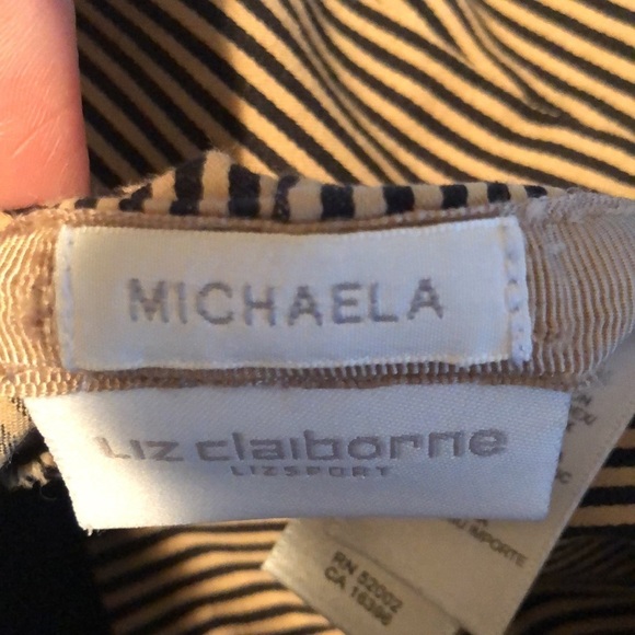 Liz Claiborne Michaela Skinny Striped Side Zip Crop Pant 6 Brown Black Stretch - Picture 5 of 6